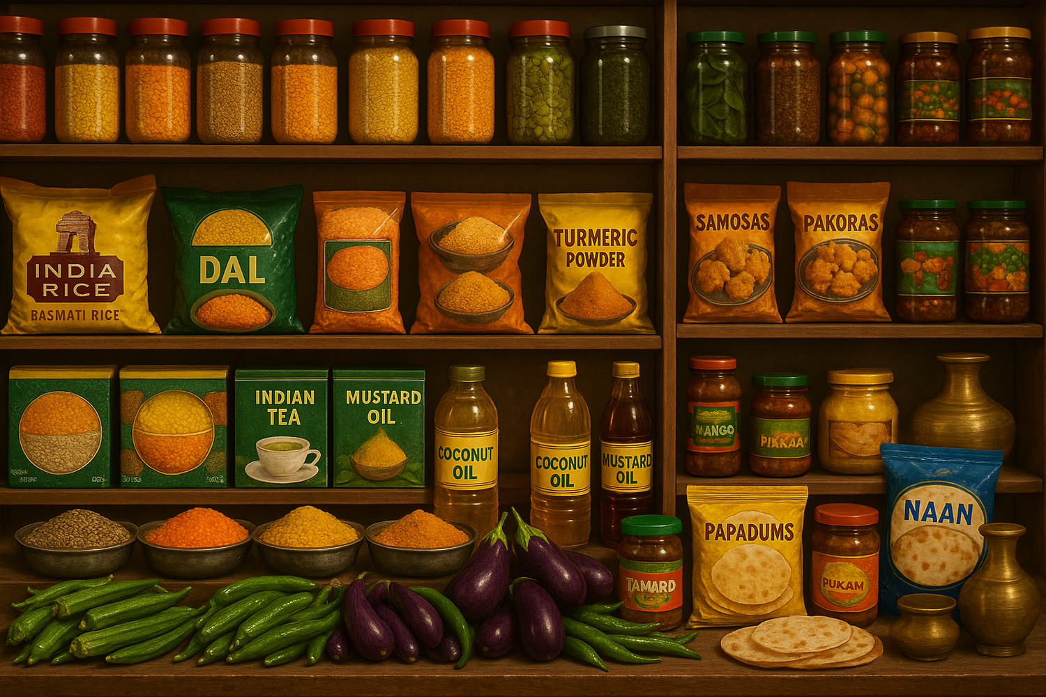 indian grocery shop items without humans
